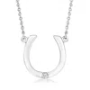 Ross-simons Sterling Silver Horseshoe Necklace With Diamond Accent In Multi