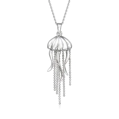 Ross-simons Sterling Silver Jellyfish Pendant Necklace In Multi