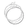 Ross-simons Sterling Silver Jewelry Set: 3 Anklets In Multi