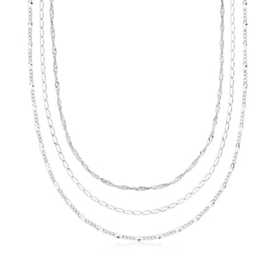 Ross-simons Sterling Silver Jewelry Set: 3 Necklaces In Multi