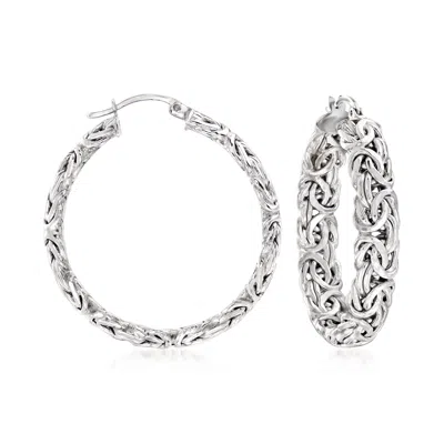 Ross-simons Sterling Silver Large Byzantine Hoop Earrings In White