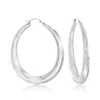 Ross-simons Sterling Silver Large Oval Hoop Earrings In White