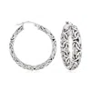 Ross-simons Sterling Silver Medium Byzantine Hoop Earrings In Metallic