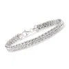 Ross-simons Sterling Silver Medium Wheat Chain Bracelet In Silver