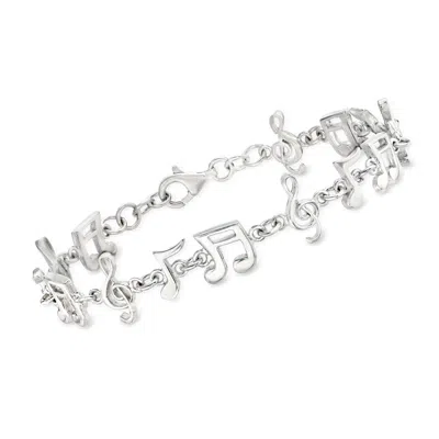 Ross-simons Sterling Silver Musical Note Bracelet In Multi
