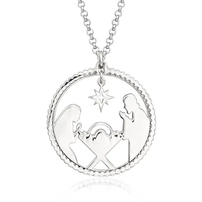 Ross-simons Sterling Silver Nativity Pendant Necklace In Metallic