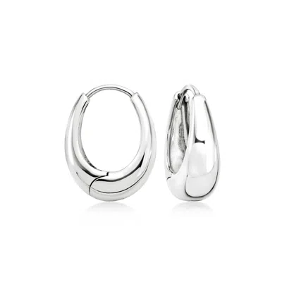 Ross-simons Sterling Silver Oval Hoop Earrings In Metallic