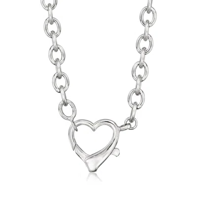 Ross-simons Sterling Silver Oversized Heart Lobster Clasp Necklace In Multi