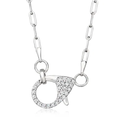 Ross-simons Sterling Silver Paper Clip Link Necklace With . Diamond Lobster Clasp In Multi