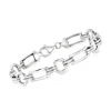 Ross-simons Sterling Silver Rectangular And Circle-link Bracelet In Silver