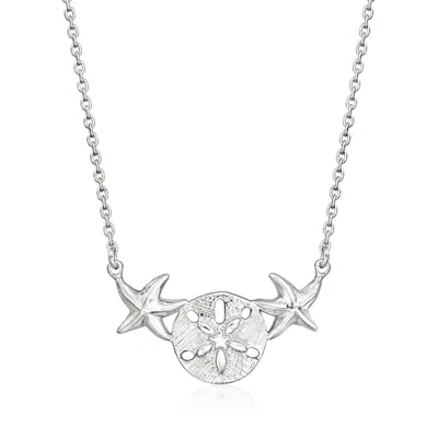 Ross-simons Sterling Silver Sand Dollar And Starfish Necklace