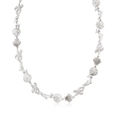 Ross-simons Sterling Silver Sea Life Link Necklace In Multi