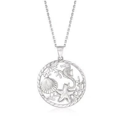 Ross-simons Sterling Silver Sea Life Pendant Necklace In Metallic