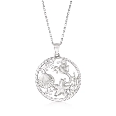 Ross-simons Sterling Silver Sea Life Pendant Necklace In Multi