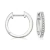 Ross-simons Sterling Silver Small Hoop Earrings With Diamond Accents In White