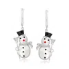 Ross-simons Sterling Silver Snowman Drop Earrings With Diamond Accents And Multicolored Enamel In White