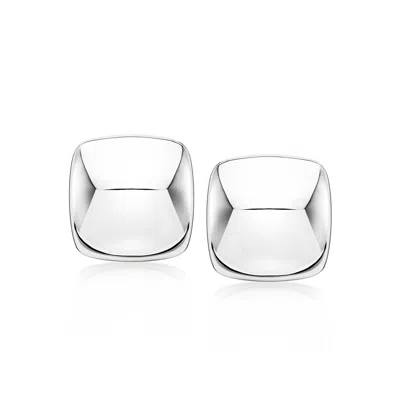 Ross-simons Sterling Silver Square Clip-on Earrings In White