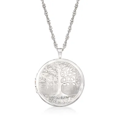 Ross-simons Sterling Silver Tree Of Life Locket Necklace In Metallic