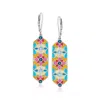 Ross-simons Swiss And London Blue Topaz Floral Drop Earrings With Multicolored Enamel In Sterling Silver In Blue