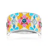 Ross-simons Swiss And London Blue Topaz Floral Ring With Multicolored Enamel In Sterling Silver In Blue