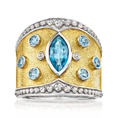 Ross-simons Swiss And London Blue Topaz Ring In 18kt Gold Over Sterling And Sterling Silver