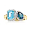 Ross-simons Swiss Blue Topaz And . London Blue Topaz Toi Et Moi Ring With . White Topaz In 18kt Gold Over Sterli In Blue