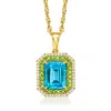 Ross-simons Swiss Blue Topaz And . Chrome Diopside Pendant Necklace With . White Zircon In 18kt Gold Over Sterli In Blue