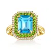 Ross-simons Swiss Blue Topaz And . Chrome Diopside Ring With . White Zircon In 18kt Gold Over Sterling In Blue