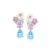 Ross-simons Swiss Blue Topaz And . Multi-gemstone Floral Drop Earrings With Mother-of-pearl And Lab-grown Diamon In Blue