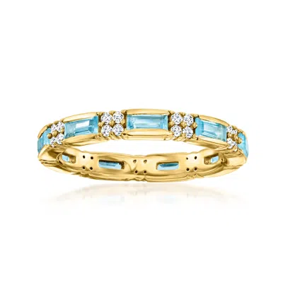 Ross-simons Swiss Blue Topaz And . White Zircon Eternity Band In 18kt Gold Over Sterling