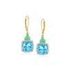 Ross-simons Swiss Blue Topaz, . Emerald And . White Zircon Drop Earrings In 18kt Gold Over Sterling In Multi