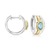 Ross-simons Swiss Blue Topaz Hoop Earrings In Sterling Silver And 18kt Gold Over Sterling In Blue