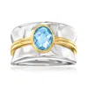 Ross-simons Swiss Blue Topaz Ring In 2-tone Sterling Silver In Blue