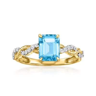 Ross-simons Swiss Blue Topaz Ring With . Diamonds In 14kt Yellow Gold