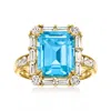Ross-simons Swiss Blue Topaz Ring With Lab-grown Diamonds In 14kt Yellow Gold In Blue