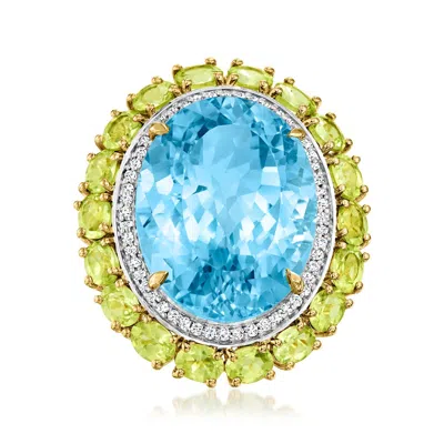 Ross-simons Swiss Blue Topaz Ring With Peridots And . White Topaz In 18kt Gold Over Sterling In Green