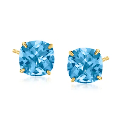 Ross-simons Swiss Blue Topaz Stud Earrings In 14kt Yellow Gold