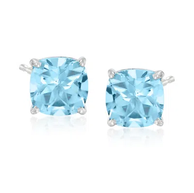 Ross-simons Swiss Blue Topaz Stud Earrings In Sterling Silver In Burgundy