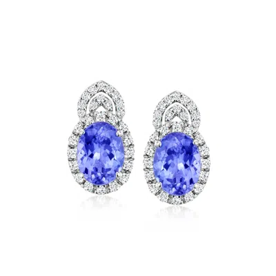 Ross-simons Tanzanite And . Diamond Earrings In Platinum In Multi