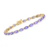 Ross-simons Tanzanite And . Diamond Tennis Bracelet In 14kt Yellow Gold In Multi
