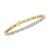 Ross-simons Tanzanite And Diamond Tennis Bracelet In 18kt Gold Over Sterling In Multi