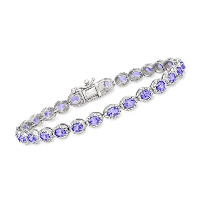 Ross-simons Tanzanite And . Diamond Tennis Bracelet In Sterling Silver In Multi