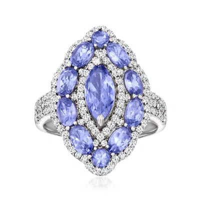 Ross-simons Tanzanite And White Topaz Ring In Sterling Silver In Metallic