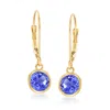 Ross-simons Tanzanite Drop Earrings In 14kt Yellow Gold In Purple