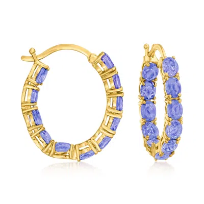 Ross-simons Tanzanite Inside-outside Hoop Earrings In 18kt Gold Over Sterling In Purple