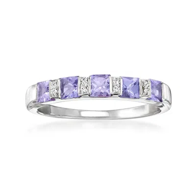 Ross-simons Tanzanite Ring With Diamond Accents In Sterling Silver In Purple