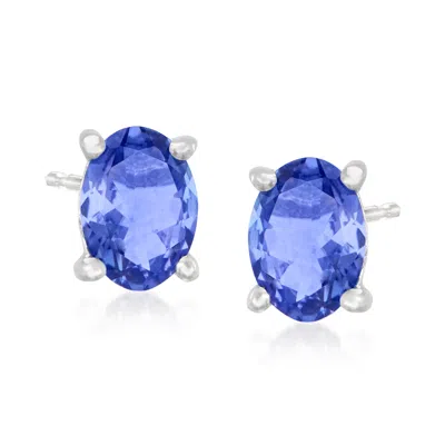 Ross-simons Tanzanite Stud Earrings In Sterling Silver In Purple