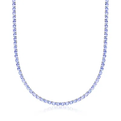 Ross-simons Tanzanite Tennis Necklace In Sterling Silver In Blue
