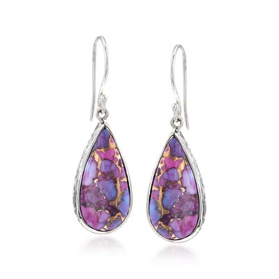 Ross-simons Teardrop Purple Turquoise Earrings In Sterling Silver