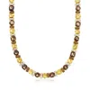 Ross-simons Tiger Eye And Multicolored Quartz Necklace With White Topaz In 18kt Gold Over Sterling In Gold